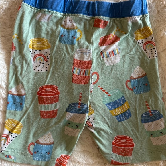 Little Sleepies Love you A Latte Aqua Bamboo Pajama Shorts Set 4T - Picture 7 of 8